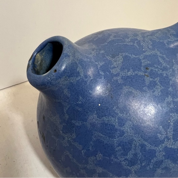 Vintage Red Wing American Art Pottery Blue Stipple Tilt Ball Pitcher #50 - Picture 6 of 10